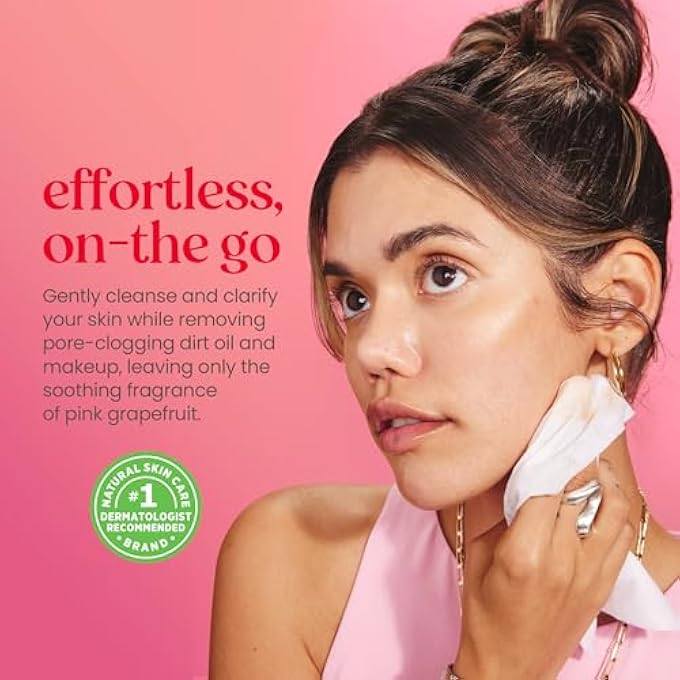 Burt's Bees مناديل الوجه، تنظيف الوجه، مناديل إزالة المكياج للبشرة العادية إلى الدهنية مع جريب فروت وردي، 30 قطعة (عبوة من 3) (قد يختلف التغليف) - Image 4